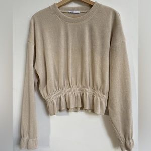 Zara Ribbed Peplum Long Sleeved Top